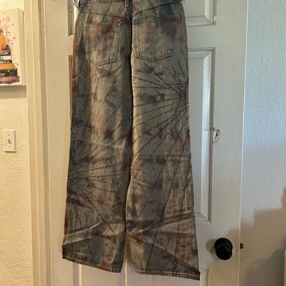 Free People Tie-Dye Bootcut Jeans - Brown & Blue - Picture 4 of 5
